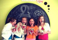 Teens enjoying tasty yogurt at Menchie's