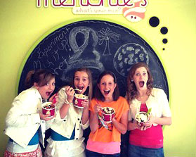 Teens enjoying tasty yogurt at Menchie's