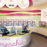 The colorful interior of a Menchie's store