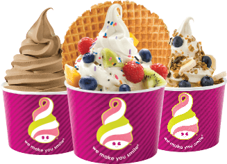 Three cups of Menchie's frozen yogurt